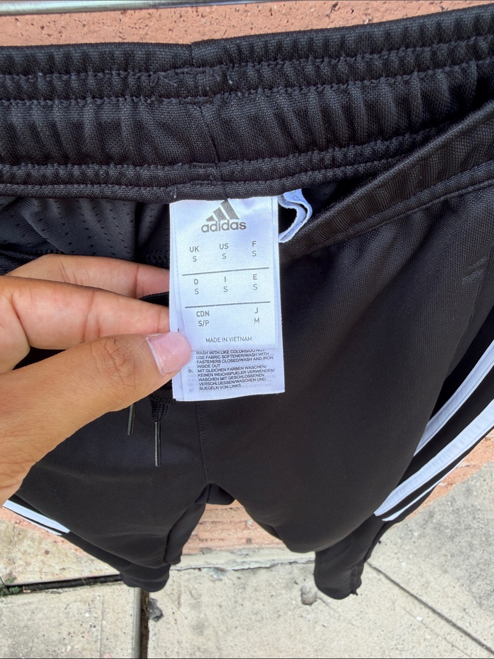 adidas Black Jogger Pants with White Three-Stripes - Picture 2 of 3